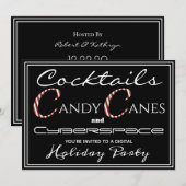 Cocktails, snoepjes en Cyberspace Holiday Party Kaart (Voorkant / Achterkant)