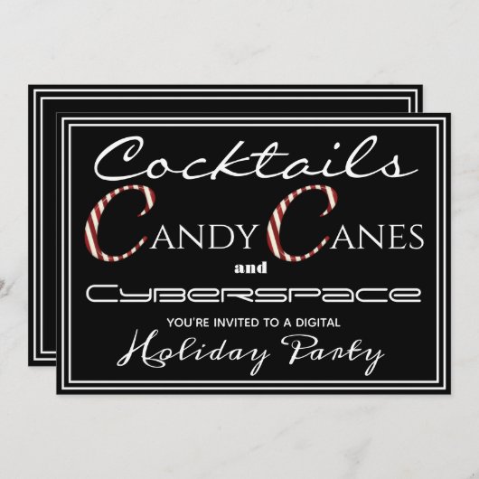 Cocktails, snoepjes en Cyberspace Holiday Party Kaart (Voorkant / Achterkant)