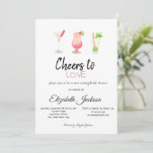 Cocktails Summer Striped Vrijgezellenfeest Kaart (Staand voorkant)