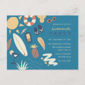 Cocktails, Surf en zon | Cute Summer Birthday Part Uitnodiging Briefkaart (Voorkant)