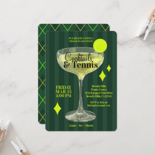 Cocktails & Tennis-feest uitnodiging (groen)