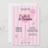 Cocktails & Tennis Feest Uitnodiging (roze) (Voorkant)