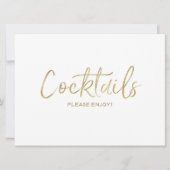 "Cocktails" Trouwbord | Stijlvol Goudkleurig Kaart (Voorkant)