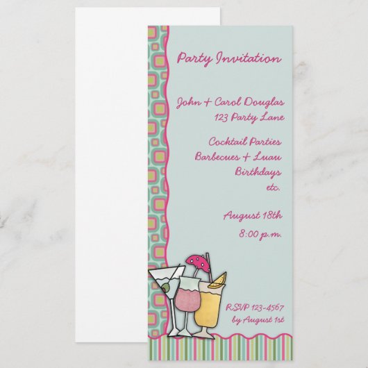 Cocktails Uitnodiging (Voorkant / Achterkant)