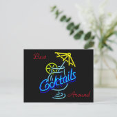 Cocktails Umbrella Drink Neon Sign Briefkaart (Staand voorkant)