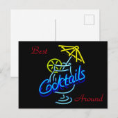 Cocktails Umbrella Drink Neon Sign Briefkaart (Voorkant / Achterkant)