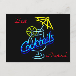 Cocktails Umbrella Drink Neon Sign Briefkaart