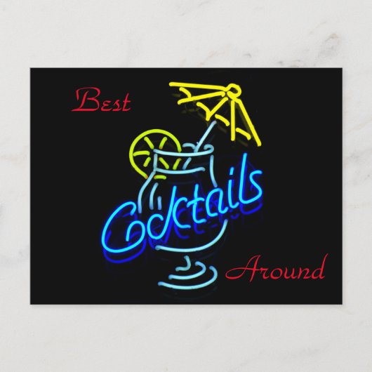 Cocktails Umbrella Drink Neon Sign Briefkaart (Voorkant)
