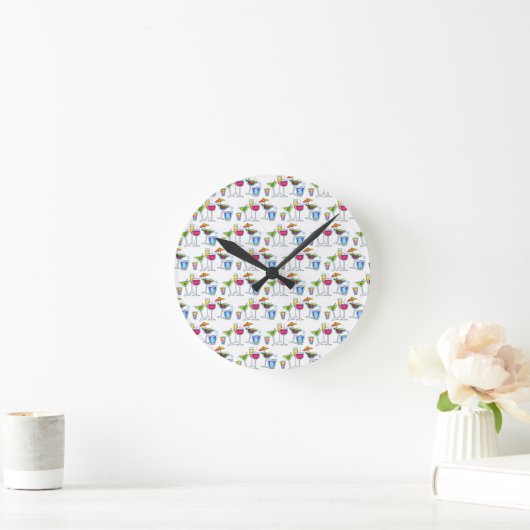 COCKTAILS UP WALL CLOCK RONDE KLOK (Huis)