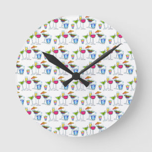 COCKTAILS UP WALL CLOCK RONDE KLOK