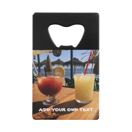 Cocktails van het Zee Custom Text Creditkaart Flessenopener (Voorkant)