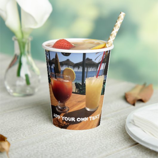 Cocktails van het Zee Custom Text Papieren Bekers (Insitu)