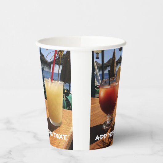 Cocktails van het Zee Custom Text Papieren Bekers (Links)