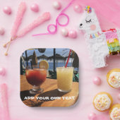 Cocktails van het Zee Custom Text Papieren Bordje (Feest)
