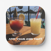 Cocktails van het Zee Custom Text Papieren Bordje (Voorkant)