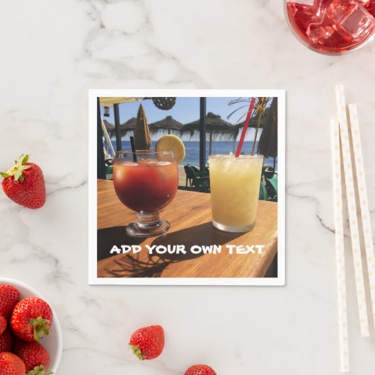 Cocktails van het Zee Custom Text Servet (Insitu)