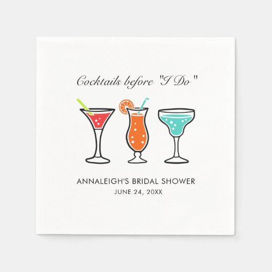 Cocktails voor ik trouw Bruidsfeest papier Servet (Voorkant)