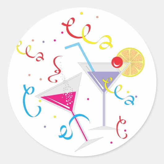 Cocktails voor twee ronde sticker (Voorkant)