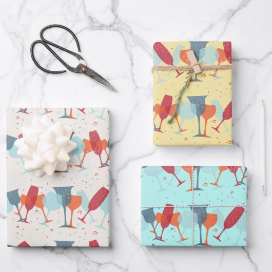 Cocktails voor viering ontwerp inpakpapier vel (Voorkant)
