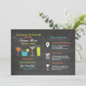 Cocktails Vrijgezellenfeest Itinerary Bachelorette Programmakaart (Staand voorkant)