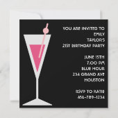 Cocktails Vrouwen Roze Zwart 21ste Verjaardagsfees Kaart (Achterkant)