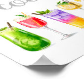 Cocktails Waterverf Bar-decor Poster (Hoek)