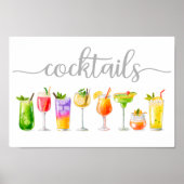 Cocktails Waterverf Bar-decor Poster (Voorkant)