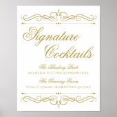 Cocktails Weddenschap | Gold Swirl-kalligrafie Poster (Voorkant)