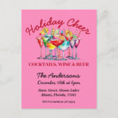 Cocktails, Wijn & Bier Kerstfeest uitnodiging (Voorkant)