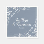 cocktailservetten | Chic Bouquet (Dusty Blue) DK Servetten (Voorkant)