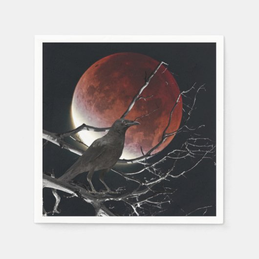 Cocktailservetten, de raaf in rood en zwart servet (Voorkant)