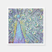 Cocktailservetten met  pauw-ontwerp