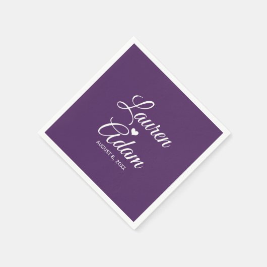 cocktailservetten | Simple Script Heart (Plum) DK Servet (Hoek)