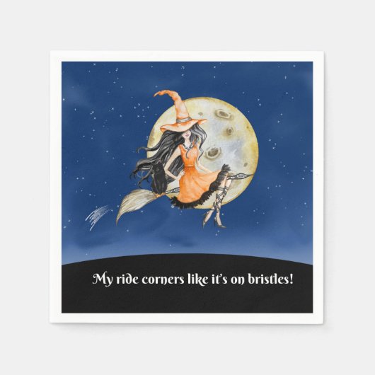 Cocktailservetten, Witch's Sweet Ride Servet (Voorkant)