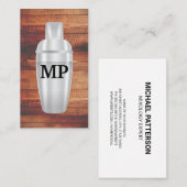 cocktailshaker | houten planken visitekaartje (Voorkant / Achterkant)