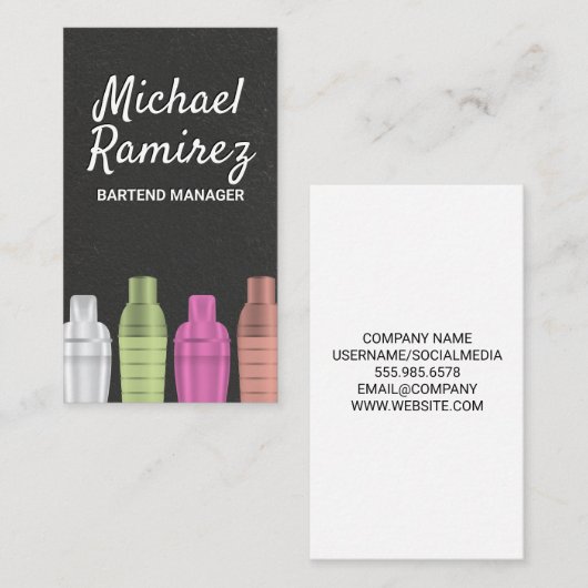 Cocktailshakers Visitekaartje (Voorkant / Achterkant)