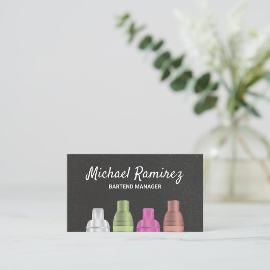 Cocktailshakers Zakelijke Kaart Visitekaartje (Staand voorkant)