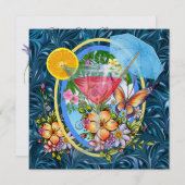 Cocktailuitnodiging voor het strand kaart (Voorkant / Achterkant)