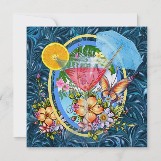 Cocktailuitnodiging voor het strandparadijs kaart (Voorkant)