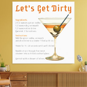 Cocktailuur Laten we de Dirty Martini-recept krijg Canvas Afdruk