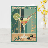Cocktailuur Mid Century Design Kaart (Gele Bloem)
