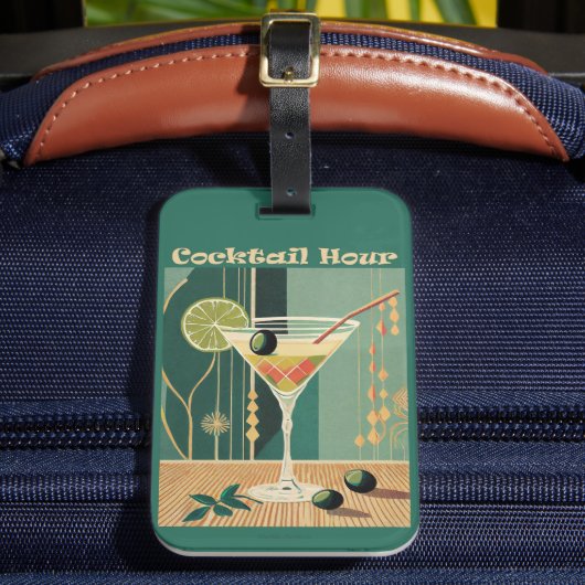 Cocktailuur Mid Century Modern Martini Bagagelabel (Voorkant Insitu 2)