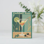 Cocktailuur Mid Century Modern Martini Briefkaart (Staand voorkant)