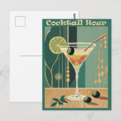 Cocktailuur Mid Century Modern Martini Briefkaart (Voorkant / Achterkant)