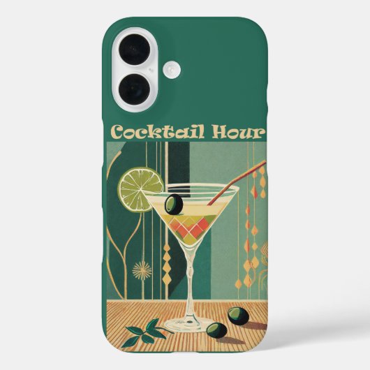 Cocktailuur Mid Century Modern Martini Case-Mate iPhone Case (Achterkant)