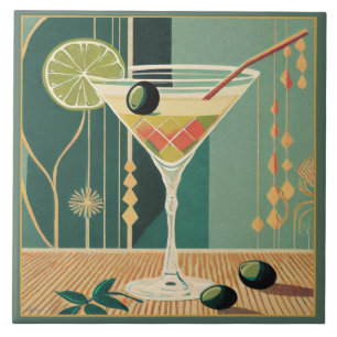 Cocktailuur Mid Century Modern Martini Tegeltje