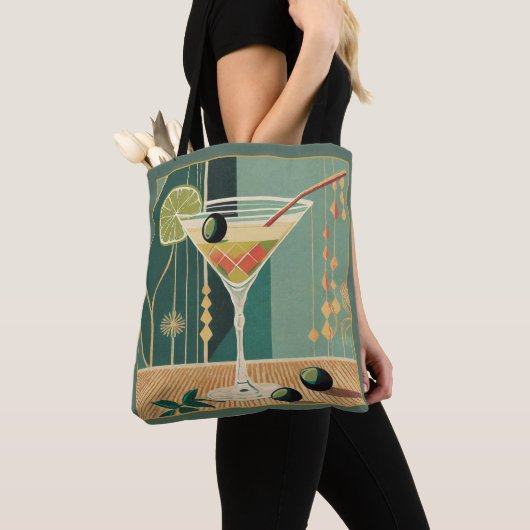 Cocktailuur Mid Century Modern Martini Tote Bag (Dichtbij)