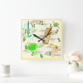 Cocktailuur Pret drankpatroon kunst Vierkante Klok (Huis)