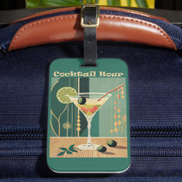 Cocktailuurontwerp halverwege de eeuw bagagelabel