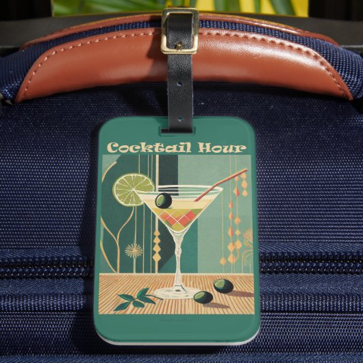 Cocktailuurontwerp halverwege de eeuw bagagelabel (Voorkant Insitu 2)